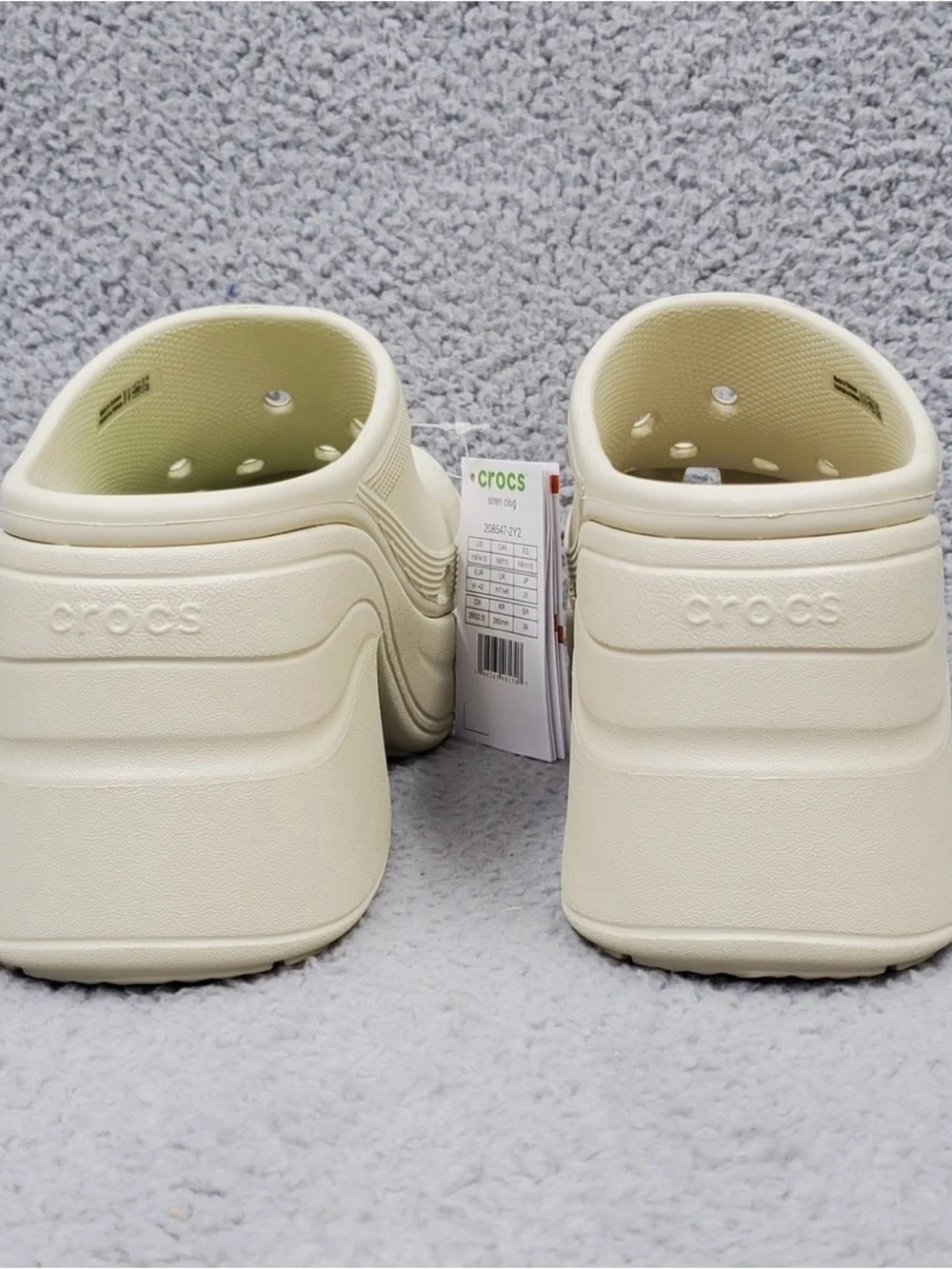 Crocs Siren Clog Womens Size 8 Bone (Beige) 3.5" Heel Slip On 208547-2Y2 - Picture 5 of 6